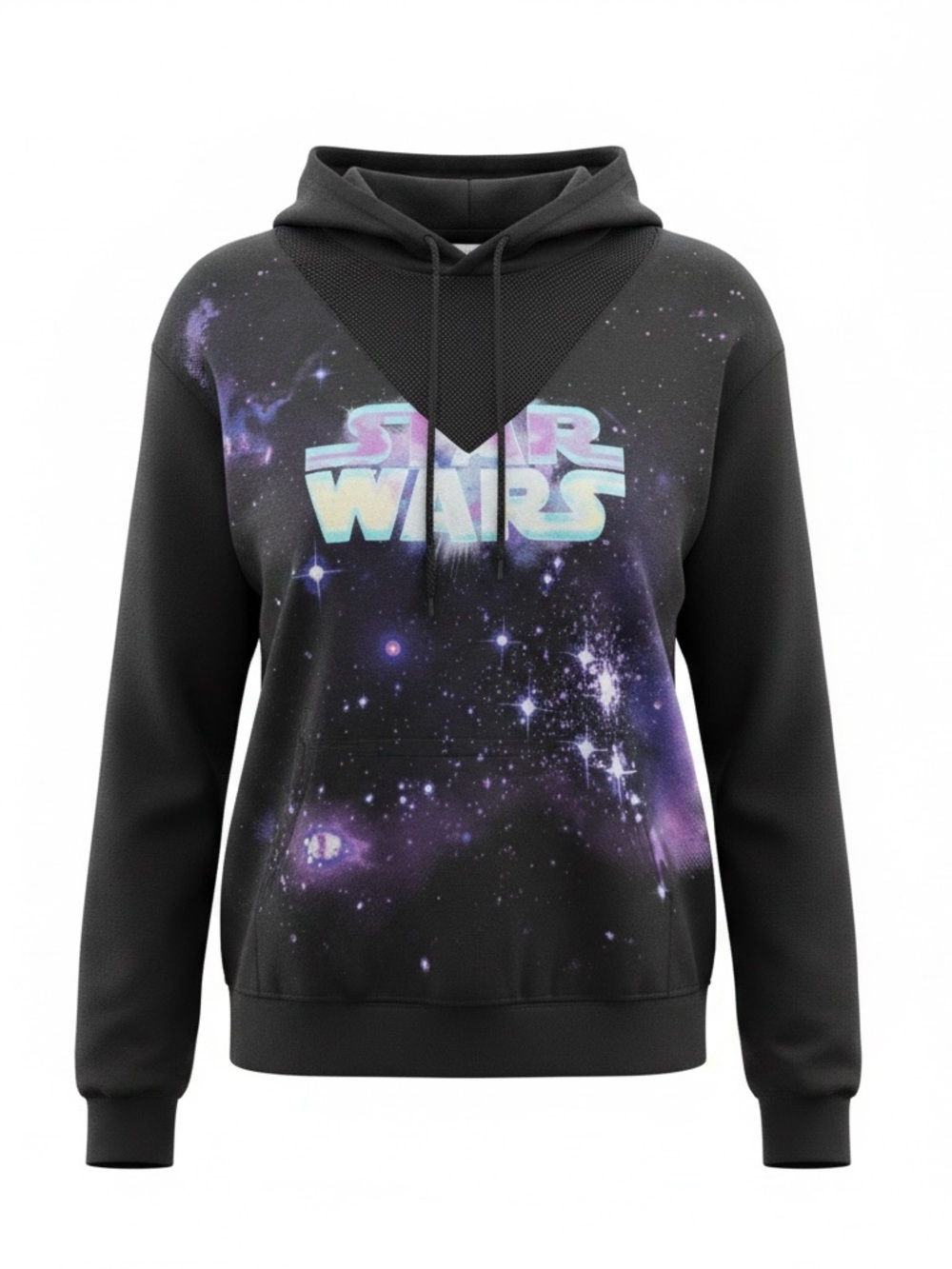 Star Wars Women's Black Hoodie with Purple Galaxy Print